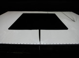 Crna slika, 2012., ambijentalna video instalacija; crno platno (300 x400 cm) na bijelom platnu (500 x 1200 cm), video projekcija